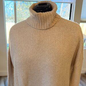 Joie Oversized Turtleneck Sweater Oatmeal Soft Knit Wool Blend Size L